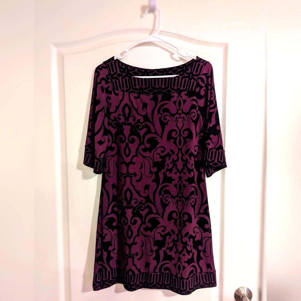 Above Knee Dress - Purple/Black